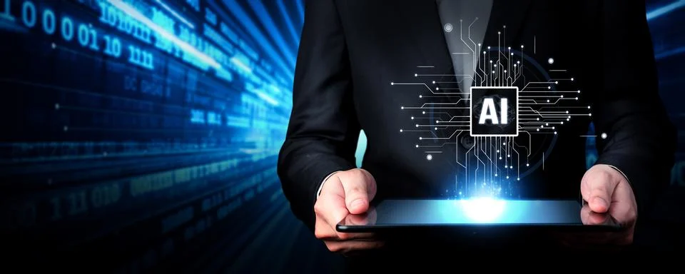 Human interact with AI artificial intelligence brain process generative AI FaaS Stock Photos