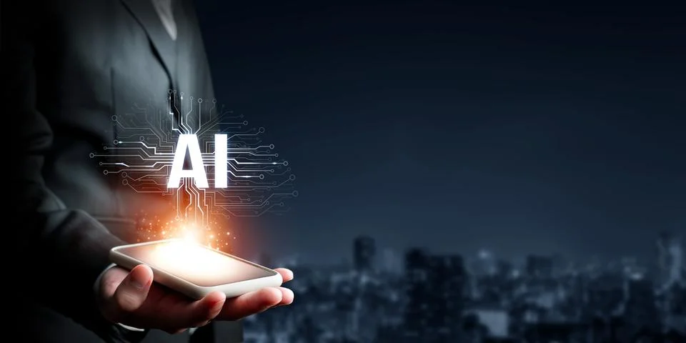 Human interact with AI artificial intelligence brain process generative AI FaaS 스톡 사진