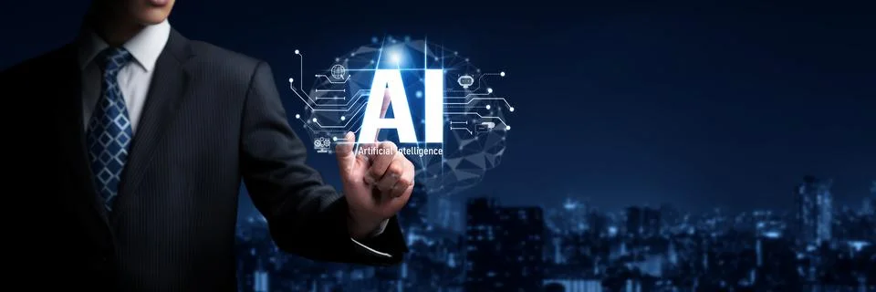 Human interact with AI artificial intelligence brain process generative AI FaaS Stock Photos