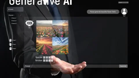 Human interact with AI artificial intelligence virtual assistant FaaS Stock Photos