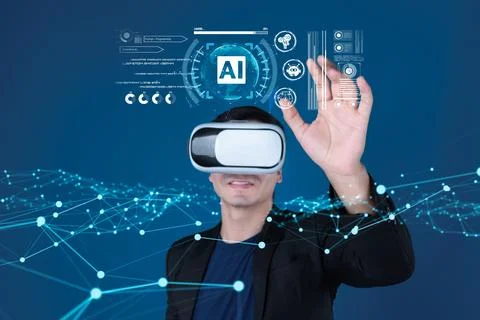 Human interact with AI artificial intelligence brain process generative AI FaaS 스톡 사진