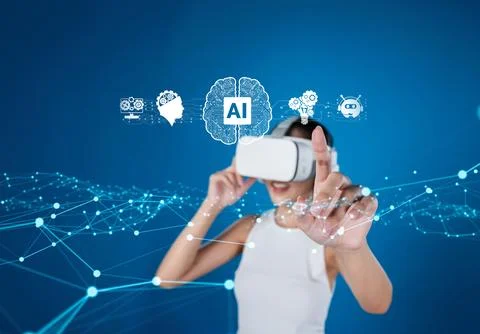 Human interact with AI artificial intelligence brain process generative AI FaaS Stock Photos