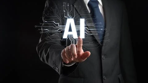 Human interact with AI artificial intelligence brain process generative AI FaaS Stock Photos