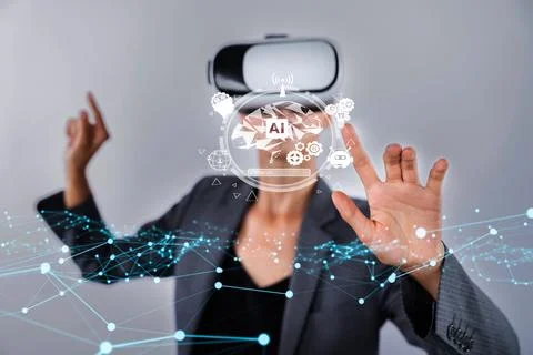 Human interact with AI artificial intelligence brain process generative AI FaaS Stock Photos