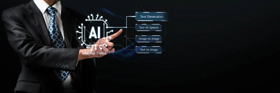 Human interact with AI artificial intelligence brain process generative AI FaaS Stock Photos