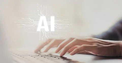 Human interact with AI artificial intelligence brain process generative AI EIDE Stock Photos