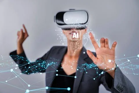 Human interact with AI artificial intelligence brain process generative AI FaaS Stock Photos