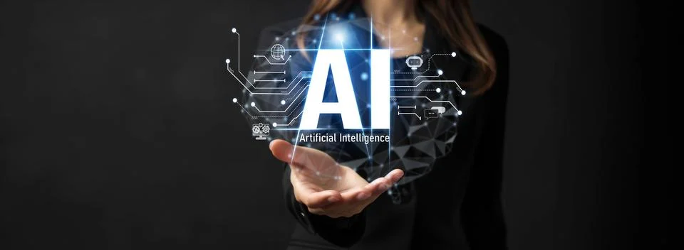Human interact with AI artificial intelligence brain process generative AI FaaS Stock Photos