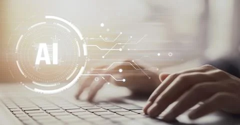 Human interact with AI artificial intelligence brain process generative AI EIDE Stock Photos