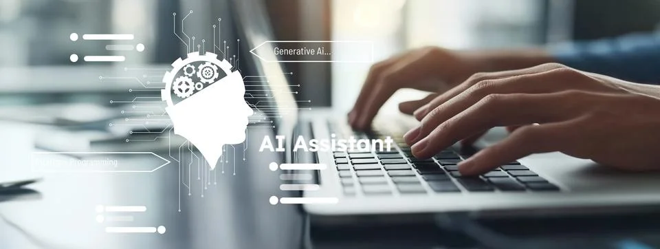 Human interact with AI artificial intelligence brain process generative AI EIDE Stock Photos
