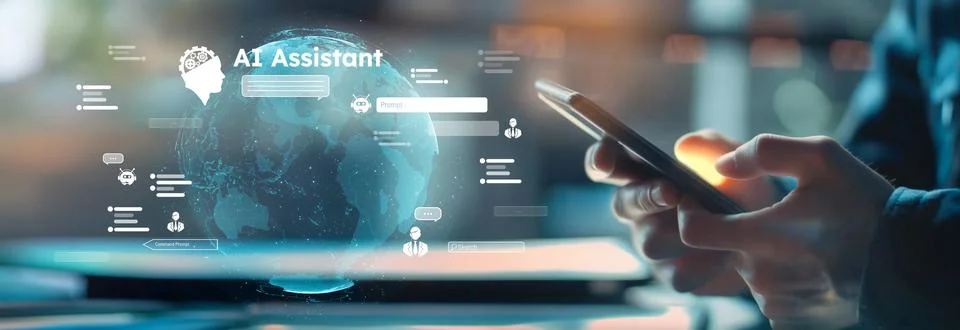 Human interact with AI artificial intelligence brain process generative AI EIDE Stock Photos