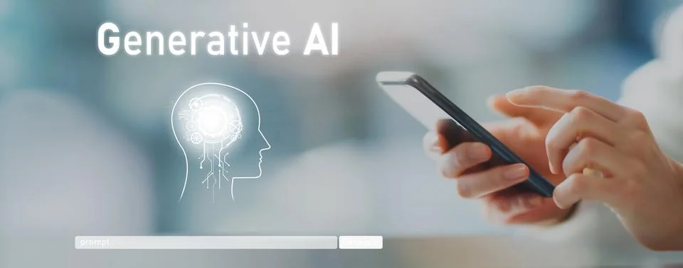 Human interact with AI artificial intelligence brain process generative AI EIDE Stock Photos