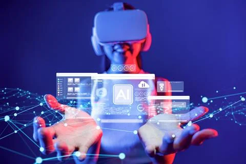 Human interact with AI artificial intelligence brain process generative AI EIDE Stock Photos