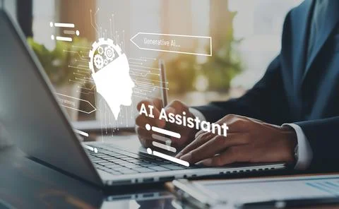 Human interact with AI artificial intelligence brain process generative AI EIDE Stock Photos