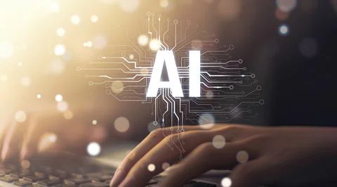 Human interact with AI artificial intelligence brain process generative AI EIDE Stock Photos
