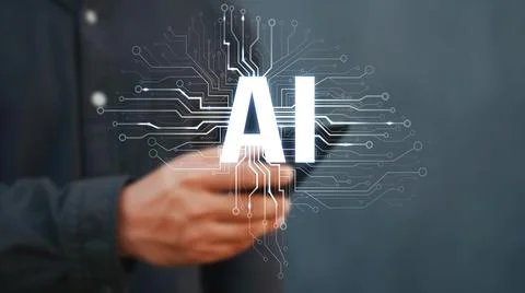 Human interact with AI artificial intelligence brain process generative AI FaaS 스톡 사진