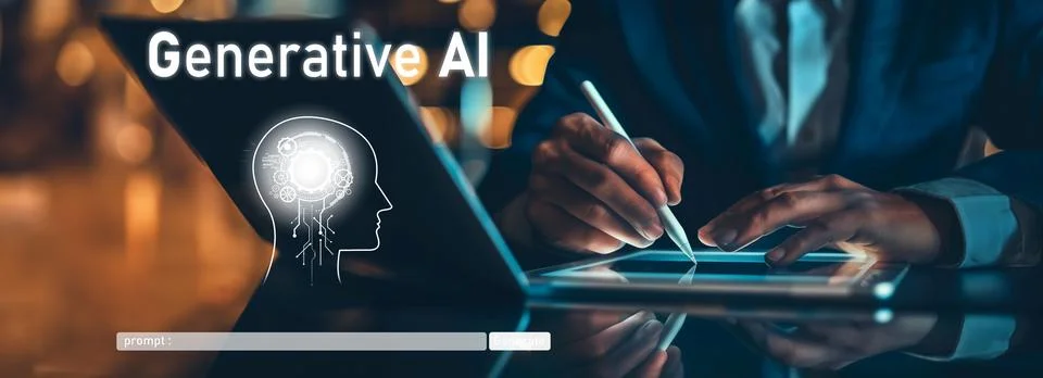 Human interact with AI artificial intelligence brain process generative AI EIDE Stock Photos