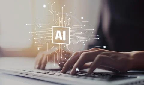 Human interact with AI artificial intelligence brain process generative AI EIDE Stock Photos