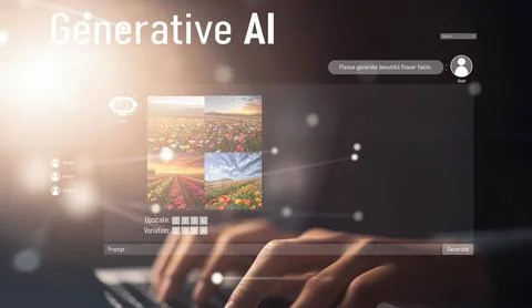 Human interact with AI artificial intelligence brain process generative AI EIDE Stock Photos