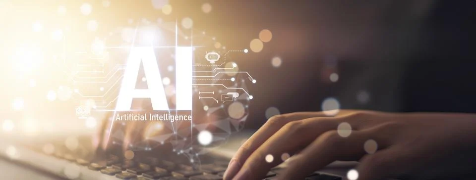 Human interact with AI artificial intelligence brain process generative AI EIDE Stock Photos