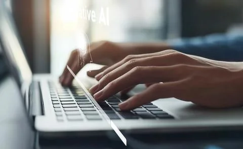 Human interact with AI artificial intelligence brain process generative AI EIDE Stock Photos