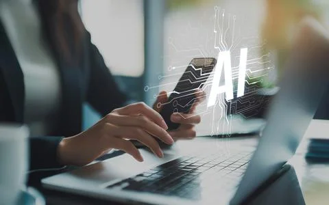 Human interact with AI artificial intelligence brain process generative AI EIDE Stock Photos