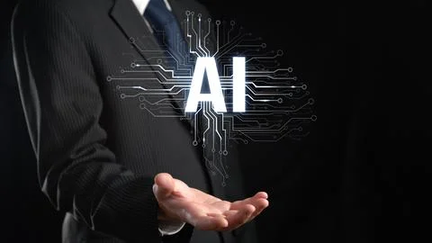 Human interact with AI artificial intelligence brain process generative AI FaaS Stock Photos