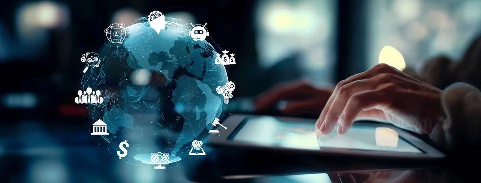 Human interact with AI artificial intelligence brain process generative AI EIDE 스톡 사진