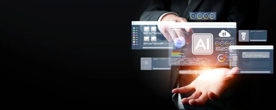 Human interact with AI artificial intelligence brain process generative AI EIDE Stock Photos