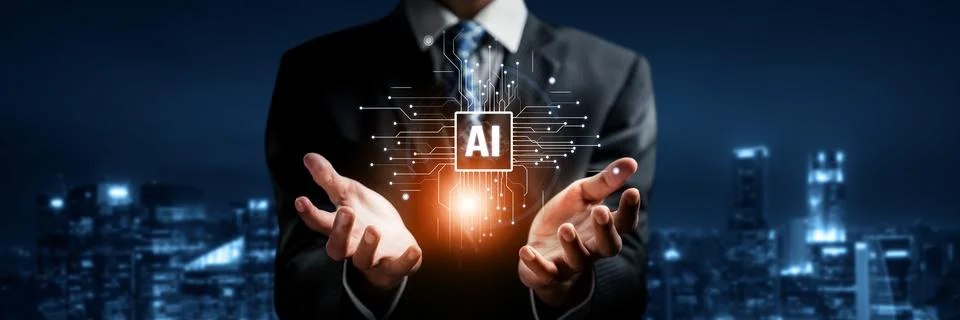 Human interact with AI artificial intelligence brain process generative AI FaaS Stock Photos