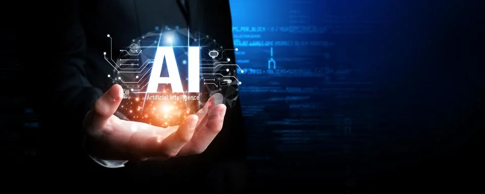 Human interact with AI artificial intelligence brain process generative AI FaaS Stock Photos