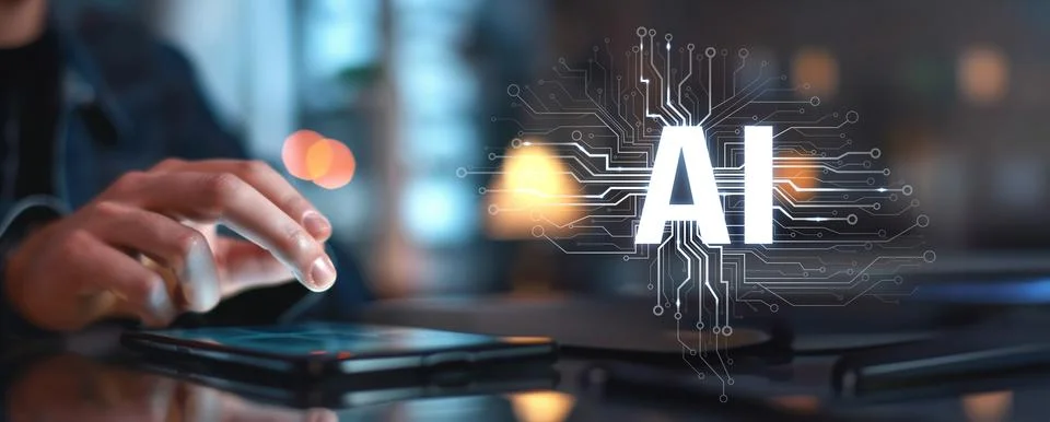 Human interact with AI artificial intelligence brain process generative AI EIDE Stock Photos