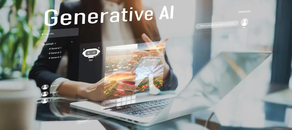 Human interact with AI artificial intelligence brain process generative AI EIDE 스톡 사진
