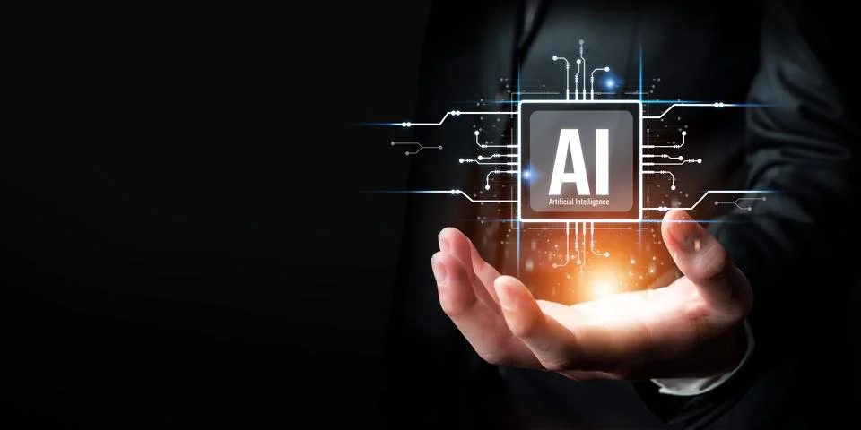 Human interact with AI artificial intelligence brain process generative AI FaaS Stock Photos