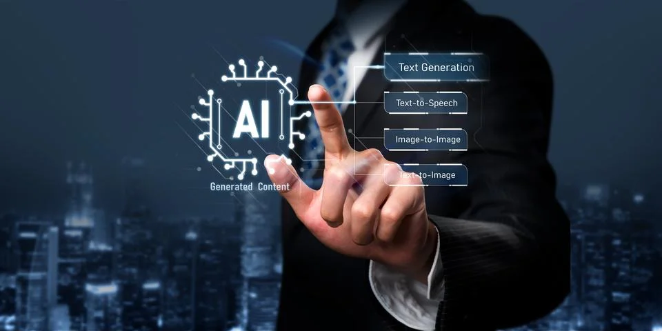 Human interact with AI artificial intelligence brain process generative AI FaaS Stock Photos