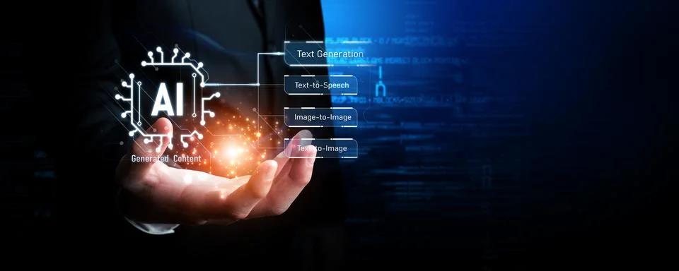 Human interact with AI artificial intelligence brain process generative AI FaaS Stock Photos