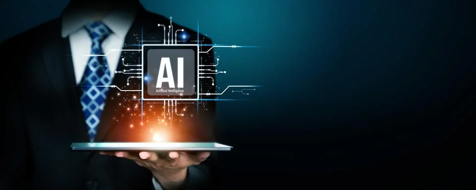 Human interact with AI artificial intelligence brain process generative AI FaaS Stock Photos