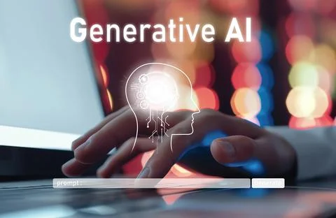 Human interact with AI artificial intelligence brain process generative AI EIDE Stock Photos