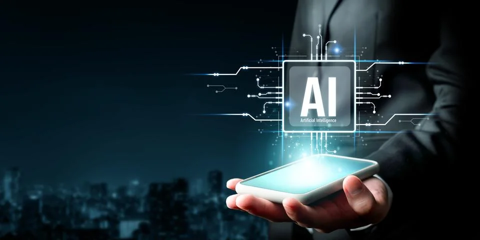 Human interact with AI artificial intelligence brain process generative AI FaaS Stock Photos