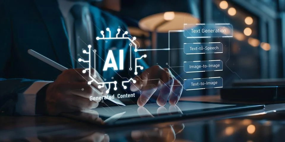 Human interact with AI artificial intelligence brain process generative AI EIDE Stock Photos