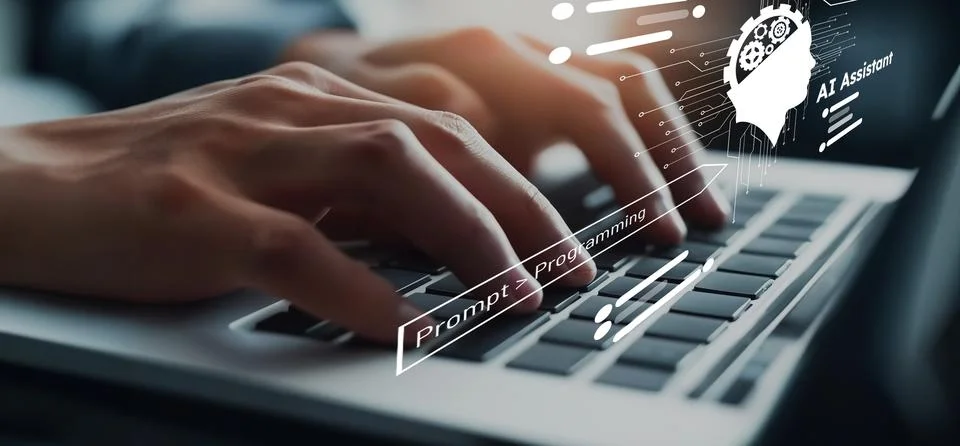 Human interact with AI artificial intelligence brain process generative AI EIDE Stock Photos