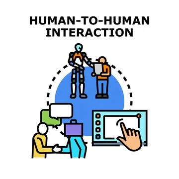 Human interaction with artificial intelligence and technology イラスト素材