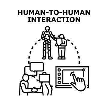 Human interaction with artificial intelligence and technology 스톡 일러스트