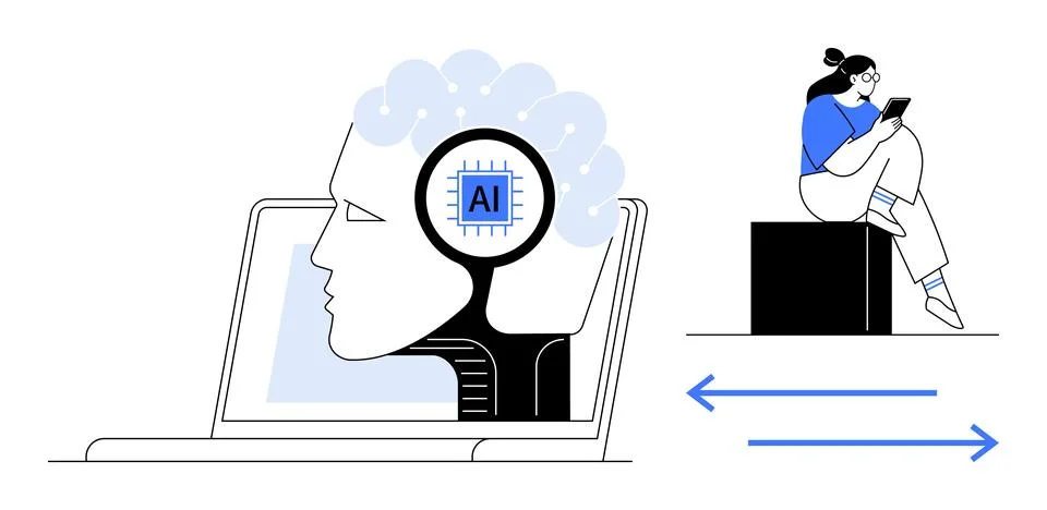 Human Interaction with Artificial Intelligence in Digital Learning 스톡 일러스트