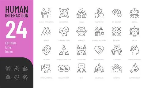 Human Interaction Line Editable Icons set. Stock Illustration
