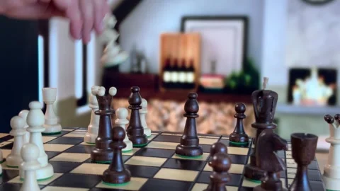 Human Interaction in Mid-Game Chess Move Stock Footage 310139196