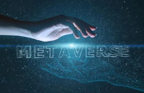 Human interaction with the virtual world and the metauniverse. The introducti Stock Photos