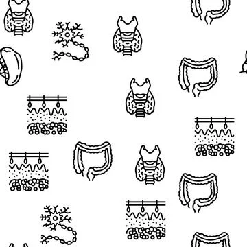 Human Internal Organ Anatomy Vector Seamless Pattern Stock Illustration