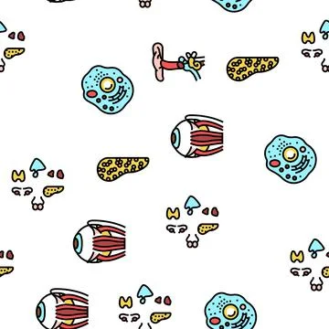 Human Internal Organ Anatomy Vector Seamless Pattern Stock Illustration