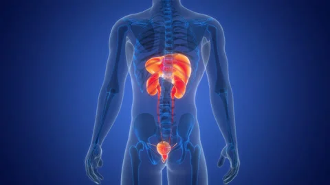 Human Internal Organs Liver with Urinary System Anatomy Animation Concept Stock Footage 266521609